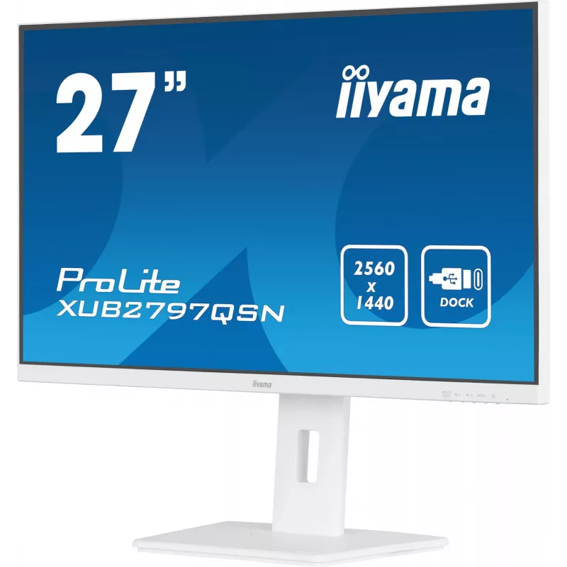 iiyama ProLite XUB2797QSN-W2 27-Zoll QHD IPS Monitor, USB-C-Dock, Weiß