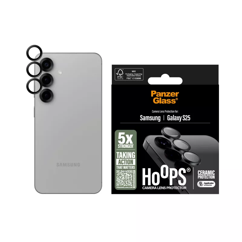 PanzerGlass ® Hoops® Keramik-Kamera-Linsenschutz für Samsung Galaxy S25