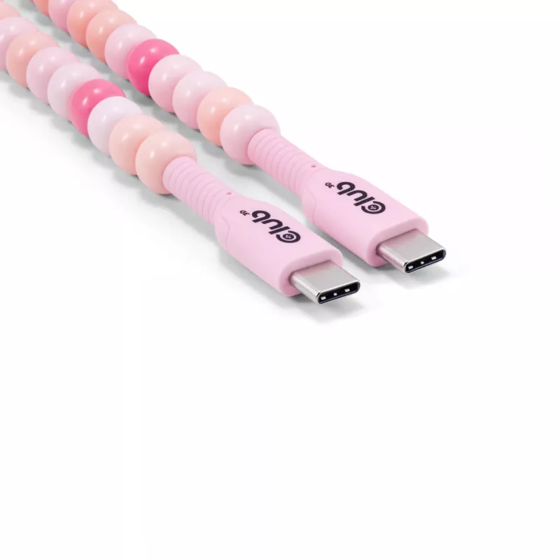 Club 3D CAC-3010 USB-C-auf-USB-C-Perlen-Kabel, 2 m, PD 60 W, 480 Mbit/s, Rosa
