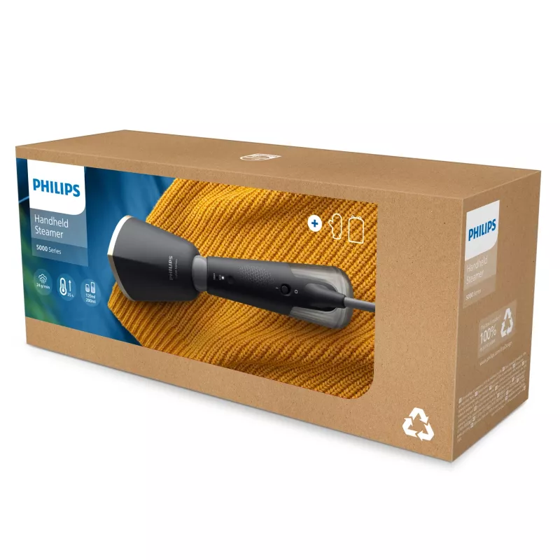 Philips 5000er-Serie STH5030/80 Handheld-Kleiderdampfer, 1300 W, 24 g/min, 120 ml abnehmbarer Wassertank, Dunkelgrau