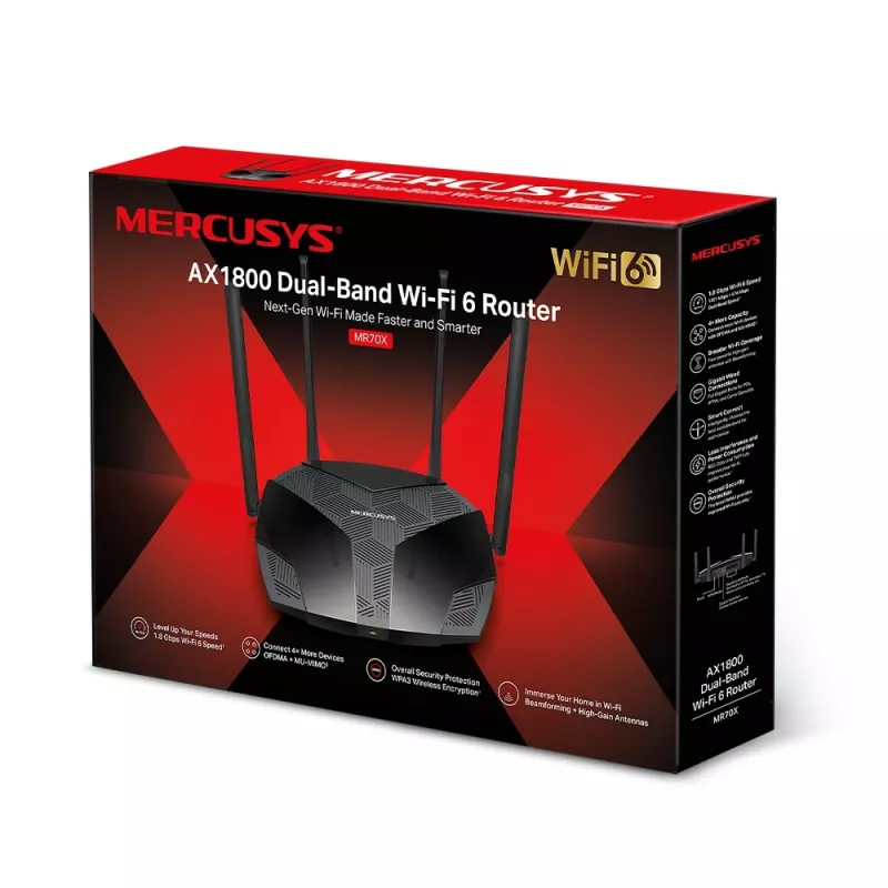 MERCUSYS MR70X Wireless Router Gigabit Ethernet Dual-Band (2,4 GHz / 5 GHz) Schwarz