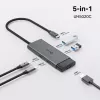 TP-Link UH5020C USB-C Hub, 5 Ports, HDMI 4K@60Hz, 100 W Power Delivery, 1x USB-C, 2x USB-A, 5 Gbit/s, Aluminium, Grau