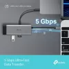 TP-Link UH5020C USB-C Hub, 5 Ports, HDMI 4K@60Hz, 100 W Power Delivery, 1x USB-C, 2x USB-A, 5 Gbit/s, Aluminium, Grau