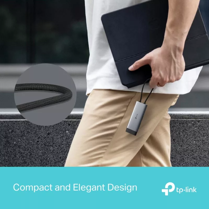 TP-Link UH5020C USB-C Hub, 5 Ports, HDMI 4K@60Hz, 100 W Power Delivery, 1x USB-C, 2x USB-A, 5 Gbit/s, Aluminium, Grau