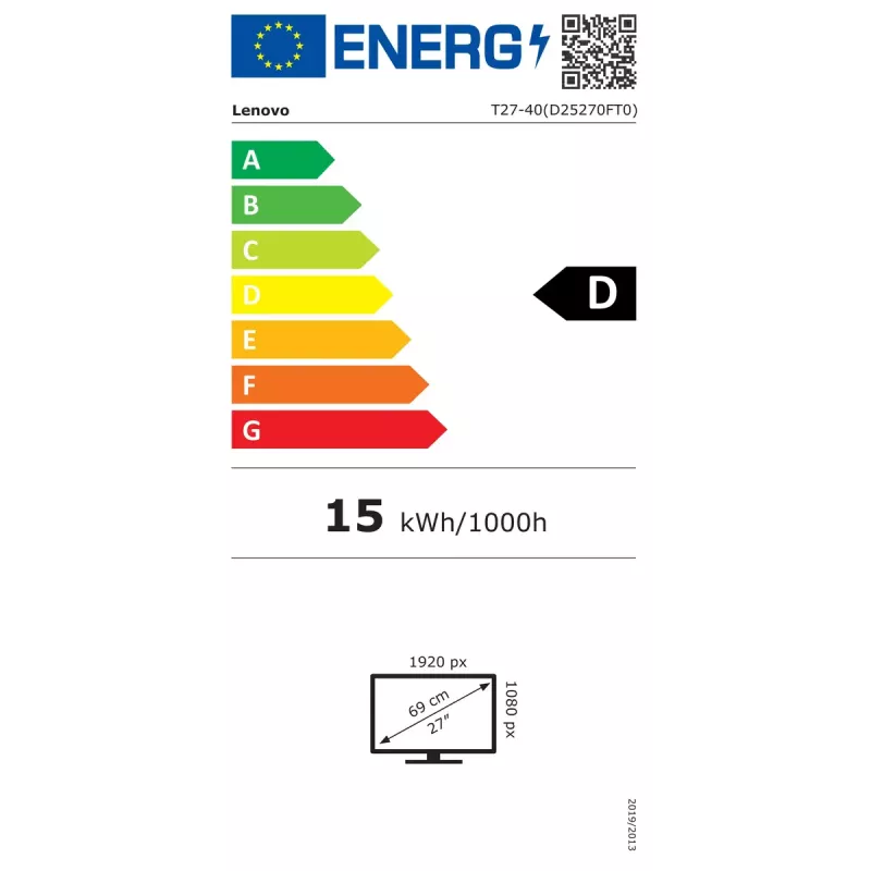 Monitor Lenovo ThinkVision T27-40 27 Zoll LED Full HD 1920 x 1080