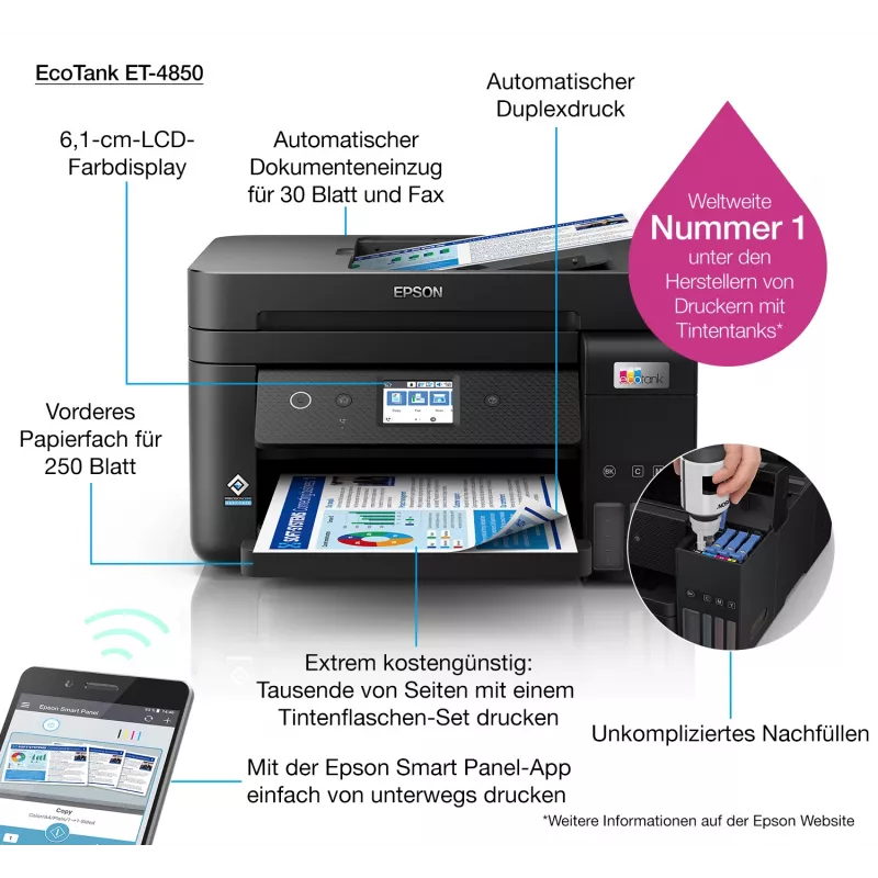 Epson EcoTank ET-4850 Tintenstrahl A4 4800 x 1200 DPI 33 ppm Wi-Fi