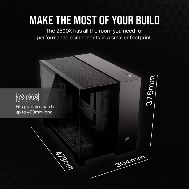 CORSAIR PC-Gehäuse - Mid-Tower - 2500x Dual Chamber - Schwarz
