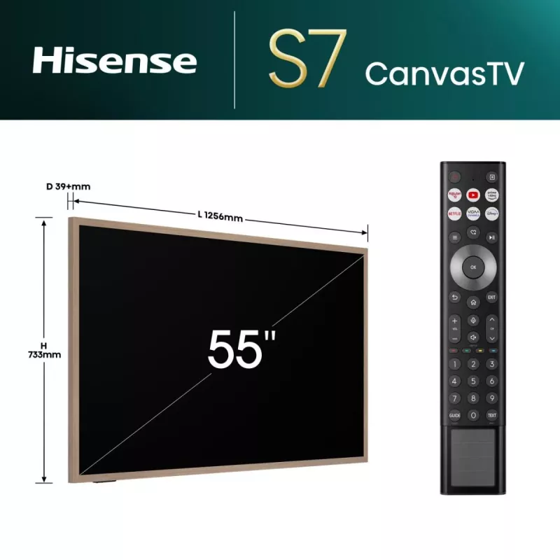 Hisense 55 Zoll S7NQTUK Canvas TV mit Freely & ArtMode