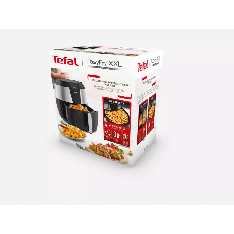 Tefal Easy Fry EY701D Single 5,6 L Stand-alone 1850 W Heißluftfritteuse Schwarz, Edelstahl