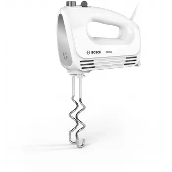 Handmixer Bosch MFQ24200 — 400 W, 4 Geschwindigkeiten, Turbo, gebürsteter Stahl/Weiß