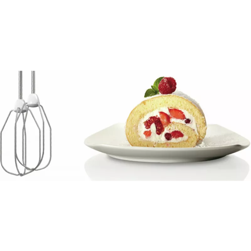 Handmixer Bosch MFQ24200 — 400 W, 4 Geschwindigkeiten, Turbo, gebürsteter Stahl/Weiß