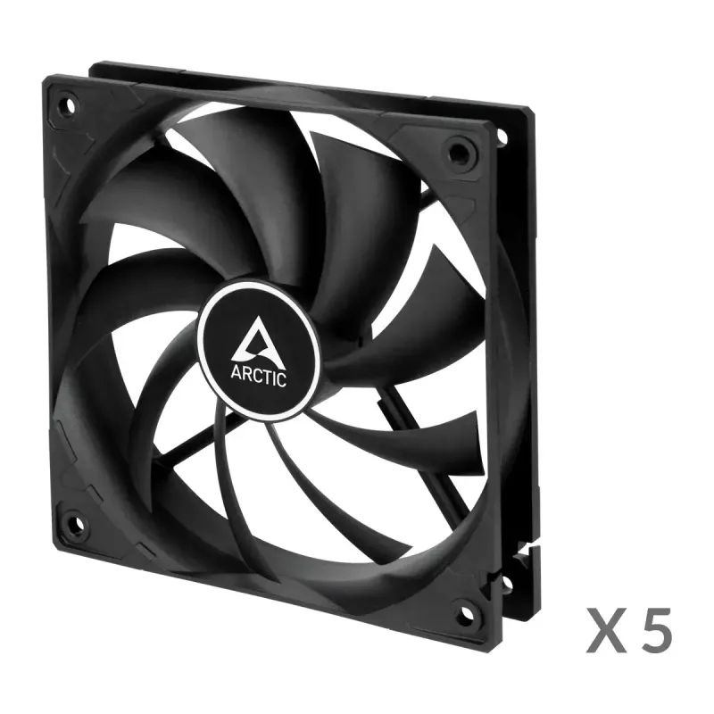 ARCTIC F12 120 mm Standard-Gehäuselüfter, 5er-Pack, Schwarz