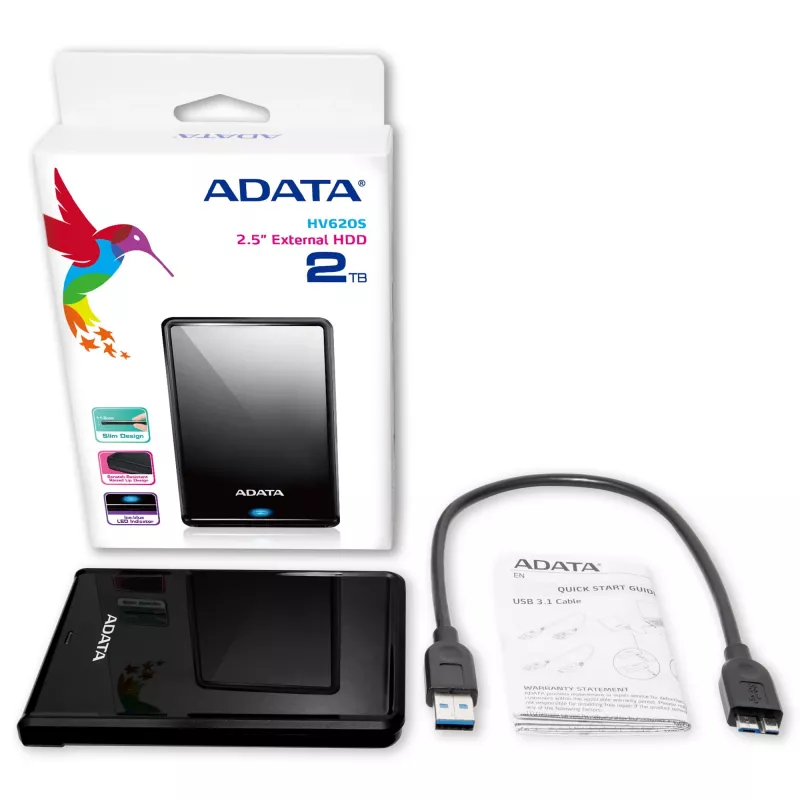 ADATA AHV620S-2TU3-CBK externe Festplatte 2 TB 2,5 Zoll Micro-USB B 3.2 Gen 1 (3.1 Gen 1) Schwarz