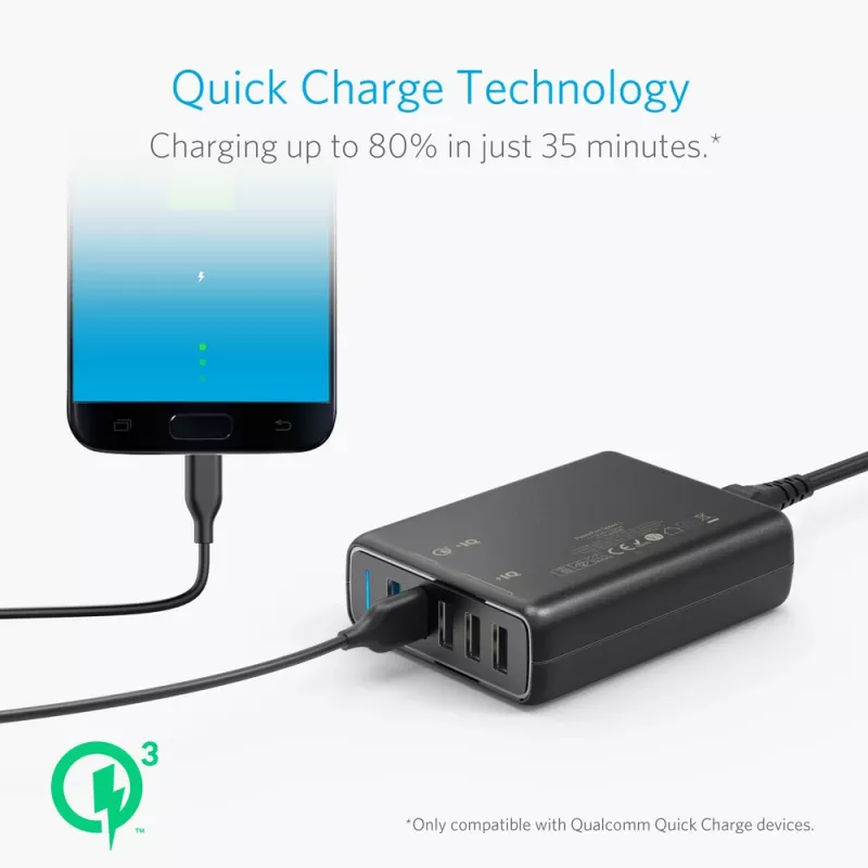 ANKER Powerport Speed 5 2x Quick Charge 3.0 Eu Schwarz