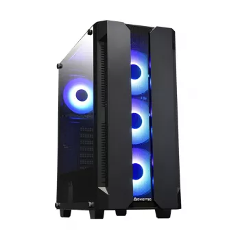 PC-Gehäuse CHIEFTEC GS-01B-OP Tower Schwarz – gehärtetes Glas, RGB-Lüfter, unterstützt ATX/Micro-ATX, GPU bis 320 mm