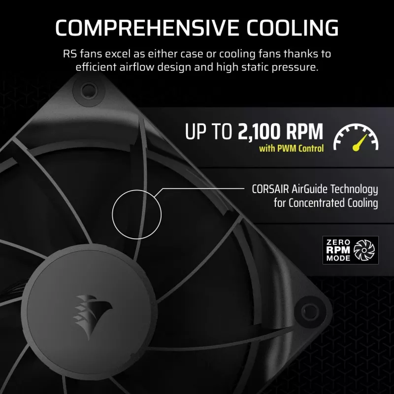 Corsair RS120 CO-9050188-WW PWM-Gehäuselüfter, 120 mm, Schwarz