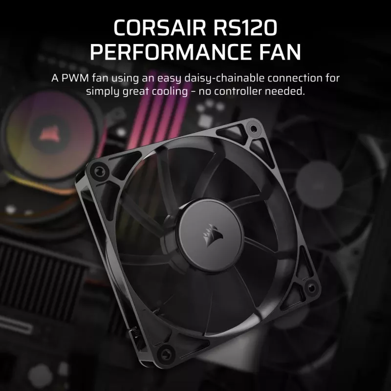 Corsair RS120 CO-9050188-WW PWM-Gehäuselüfter, 120 mm, Schwarz