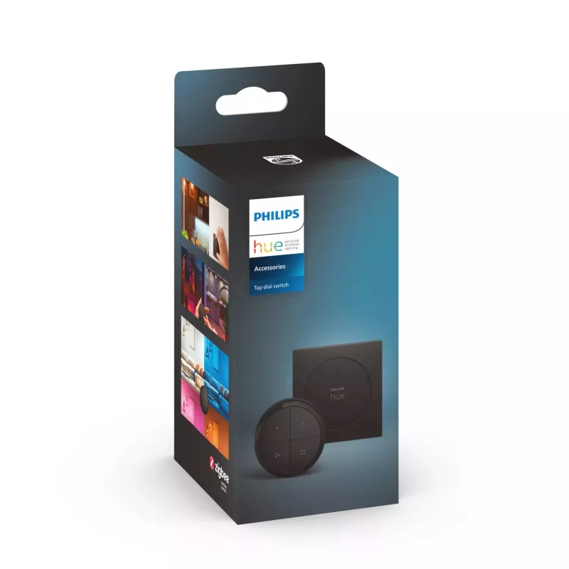 Philips Hue Tap Dial Schalter, kabellos, ZigBee, Wandmontage, Kunststoff, Schwarz