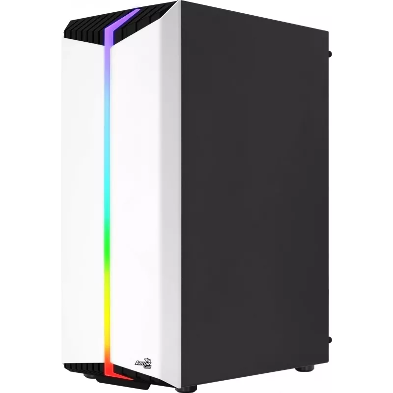 Aerocool Bionic V2 Midi-Tower PC-Gehäuse, ATX / micro ATX / Mini-ITX, gehärtetes Glas, RGB, Weiß