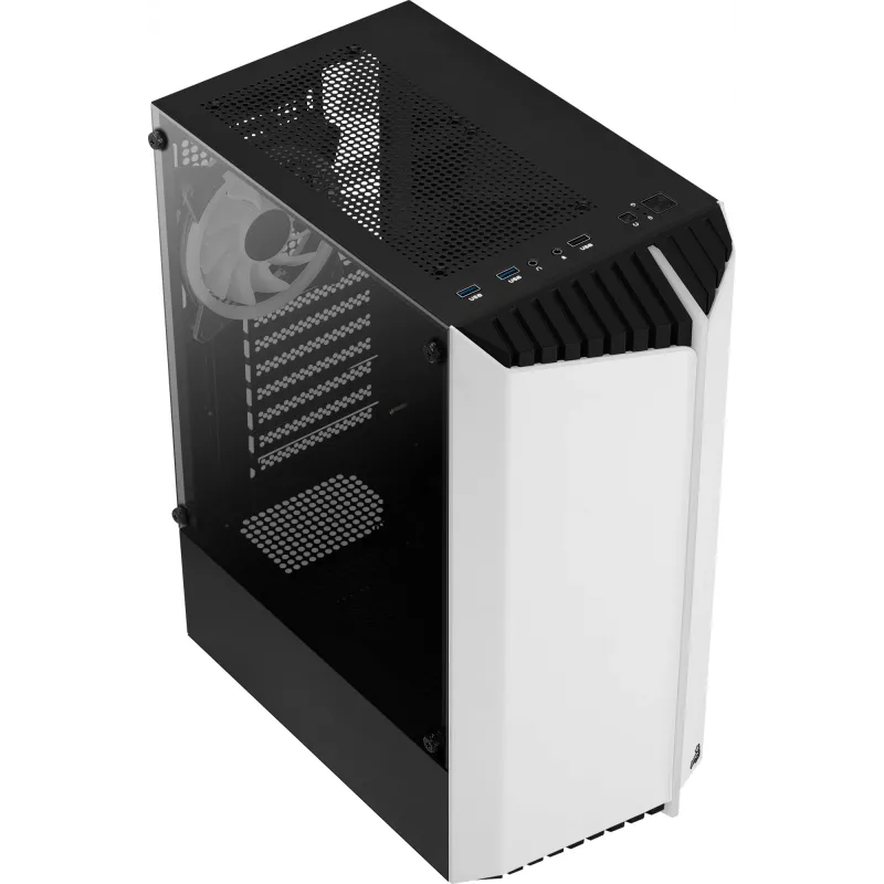 Aerocool Bionic V2 Midi-Tower PC-Gehäuse, ATX / micro ATX / Mini-ITX, gehärtetes Glas, RGB, Weiß