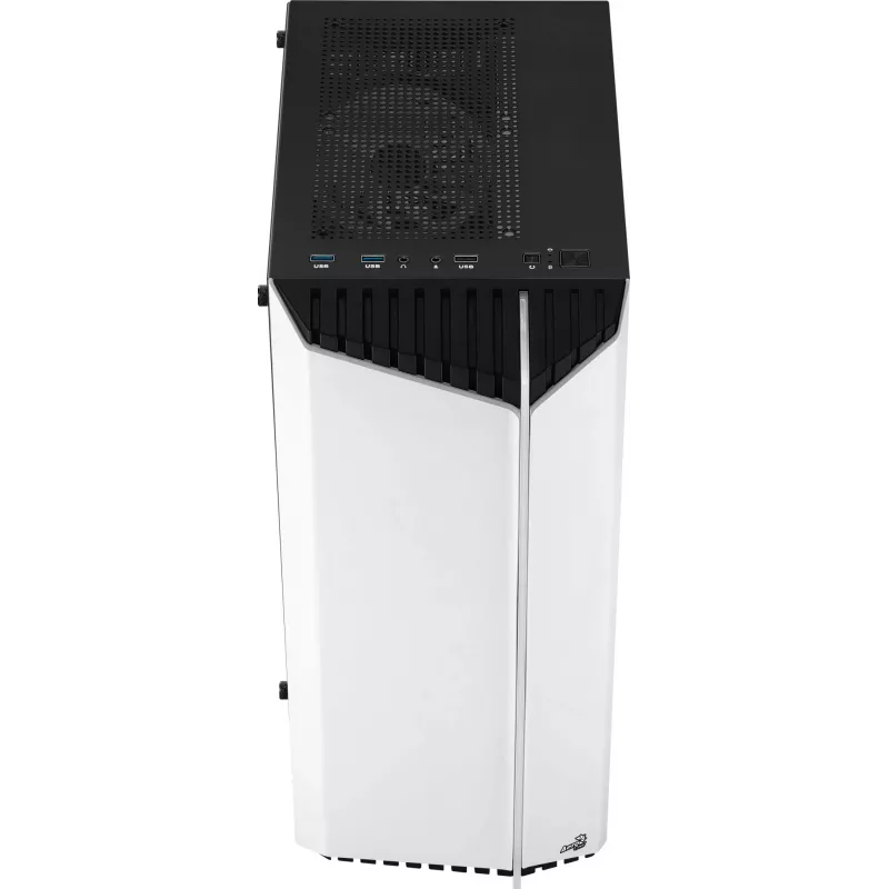 Aerocool Bionic V2 Midi-Tower PC-Gehäuse, ATX / micro ATX / Mini-ITX, gehärtetes Glas, RGB, Weiß
