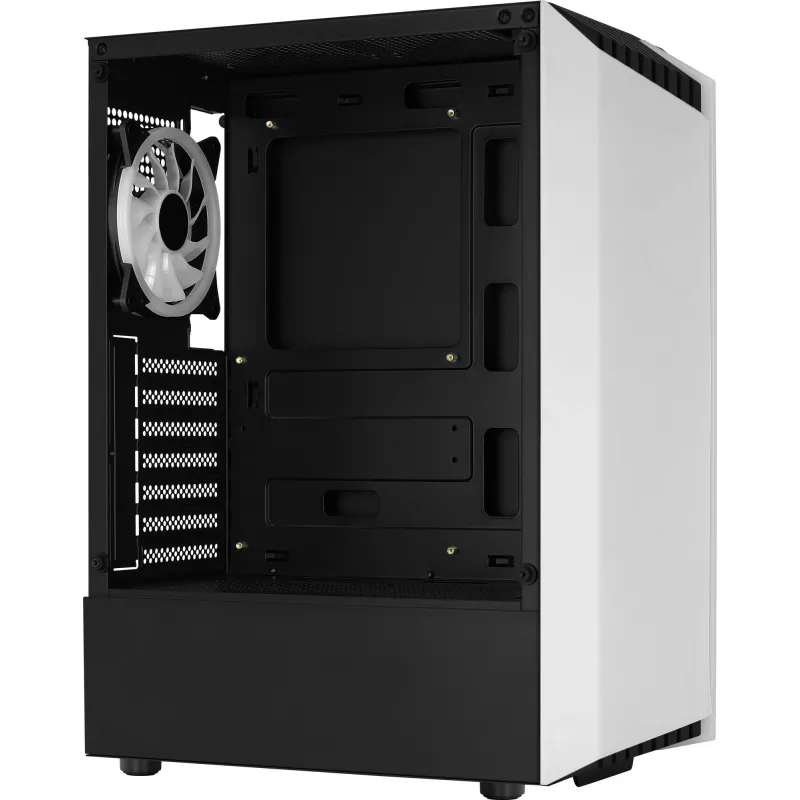 Aerocool Bionic V2 Midi-Tower PC-Gehäuse, ATX / micro ATX / Mini-ITX, gehärtetes Glas, RGB, Weiß
