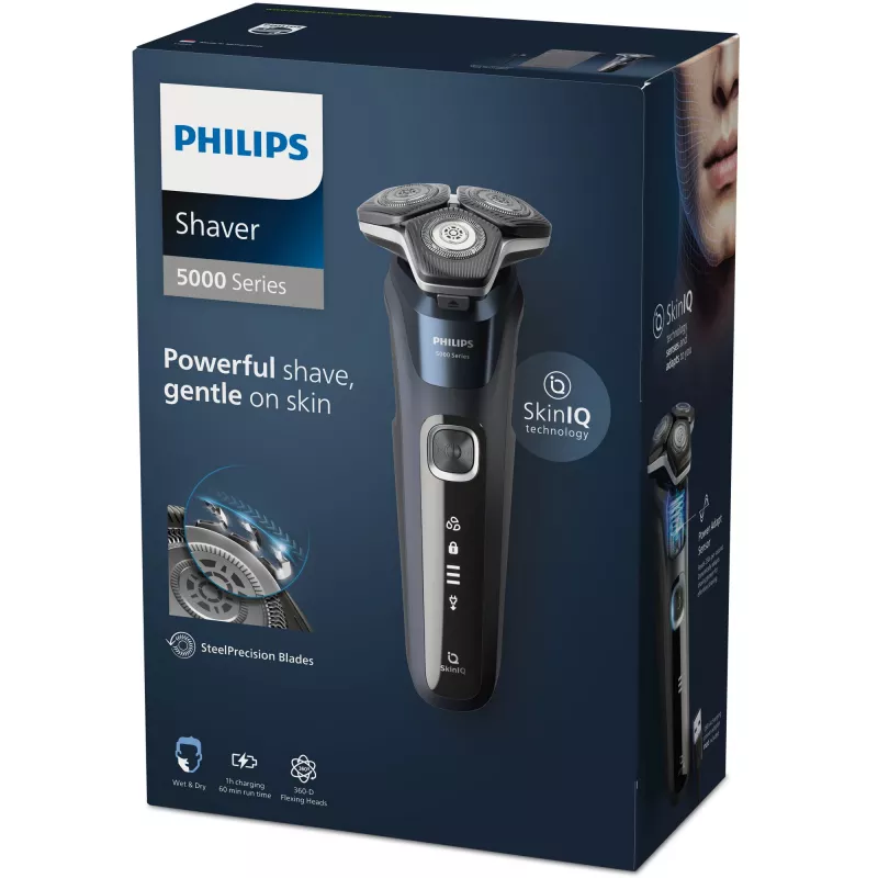 Philips SHAVER Series 5000 S5885/10 Herrenrasierer, Rotationsrasierer, Trimmer, Schwarz, Blau