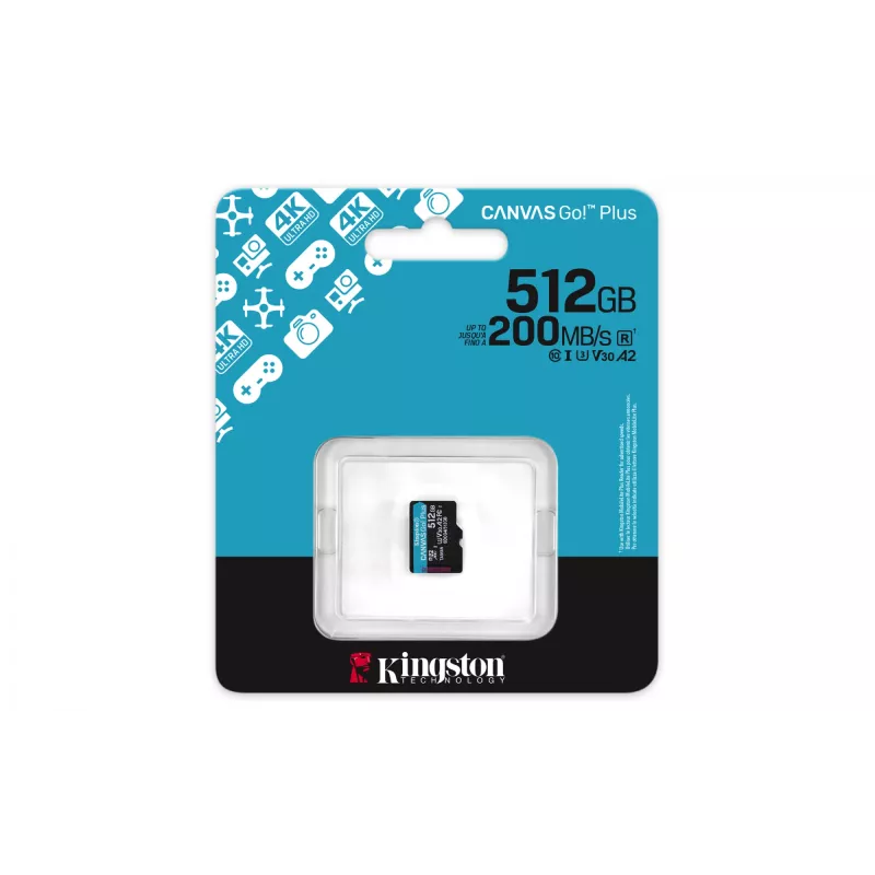 Kingston Technology 512GB microSDXC Canvas Go Plus Gen4 200R A2 U3 Einzelpackung w/o ADP