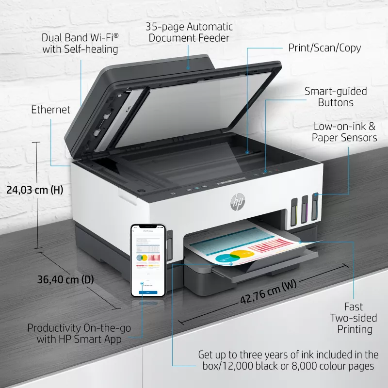HP Smart Tank 7305 Wireless All-in-One Farbdrucker, Duplexdruck; Kopierer, Scanner