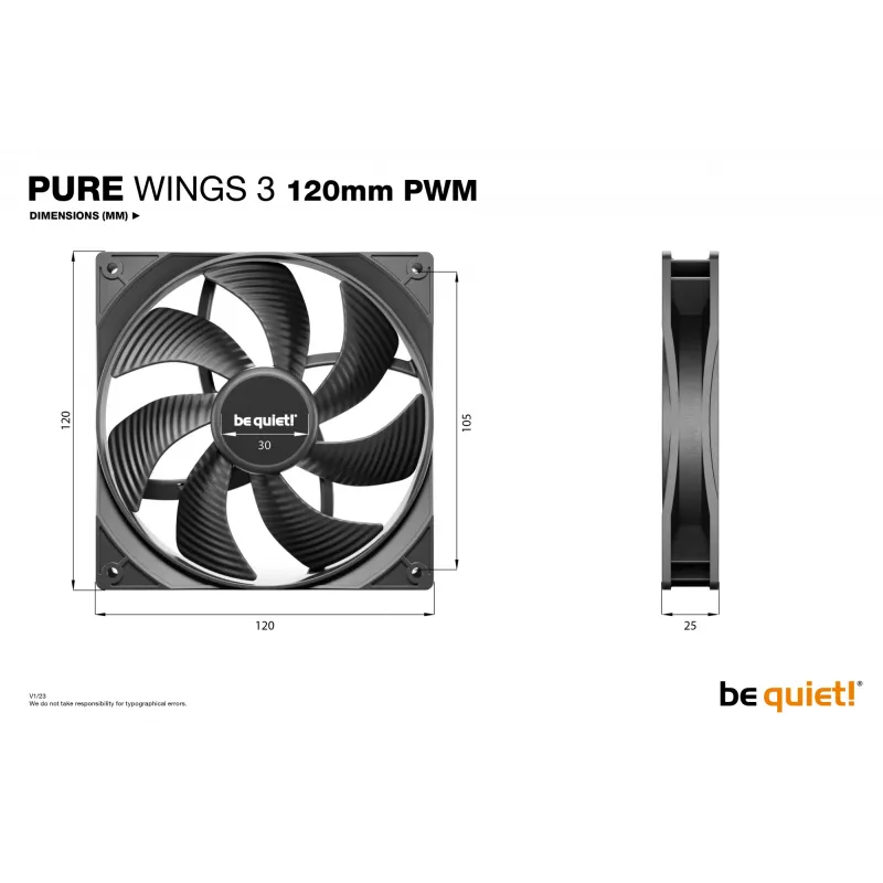be quiet Pure Wings 3 120mm PWM Computergehäuselüfter 12 cm Schwarz 1 Stück