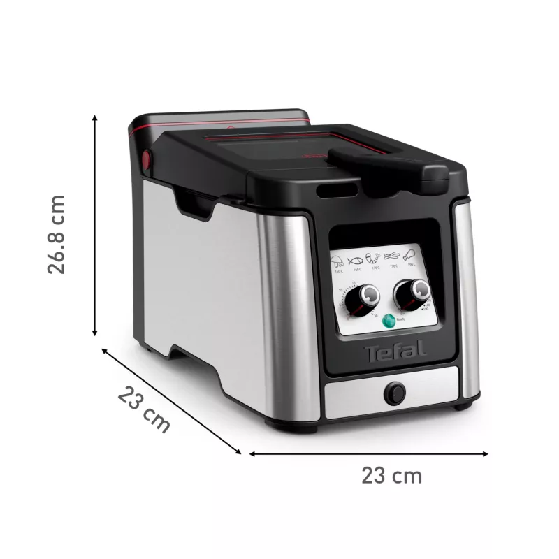 Tefal Clear Duo FR600D10 Fritteuse, 3,5 l, 2000 W, Edelstahl/Schwarz