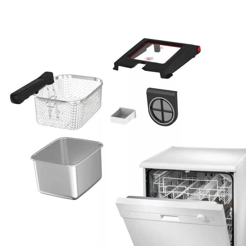 Tefal Clear Duo FR600D10 Fritteuse, 3,5 l, 2000 W, Edelstahl/Schwarz