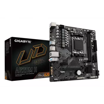GIGABYTE A620M H Motherboard - Unterstützt AMD Ryzen 8000 CPUs, 5+2+2 Phasen Digital VRM, bis zu 7200MHz DDR5 (OC), 1xPCIe 4.0 M.2, GbE LAN, USB 3.2 Gen 1