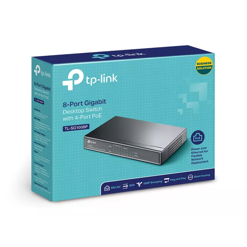 TP-Link TL-SG1008P 8-Port Gigabit Desktop-Switch, 4x PoE