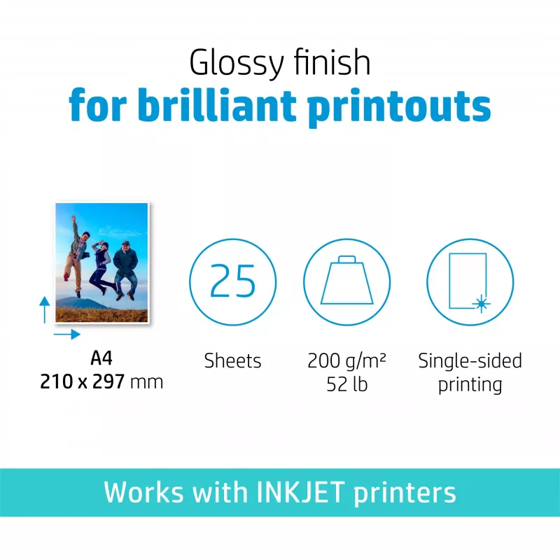 HP Everyday Photo Paper, Glossy, 200 g/m², A4 (210 x 297 mm), 25 Blatt
