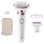 Epilierer BRAUN Silk-épil 9 9-030 — 40 MicroGrip-Pinzetten, kabellos, Nass & Trocken, Massage, Weiß/Silber