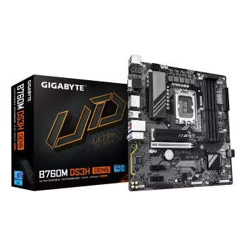GIGABYTE B760M DS3H GEN5 Mainboard - Unterstützt Intel Core 14. Gen CPUs, 6+2+1 Phasen digitales VRM, bis zu 5600MHz DDR5, 2xPCIe 4.0 M.2, 2.5GbE LAN, USB 3.2 Gen2