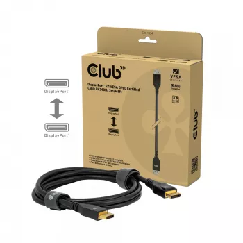 Club 3D CAC-1094 DisplayPort 2.1 VESA DP80 zertifiziertes Kabel 8K 240 Hz, 2 m (6,56 ft), Schwarz