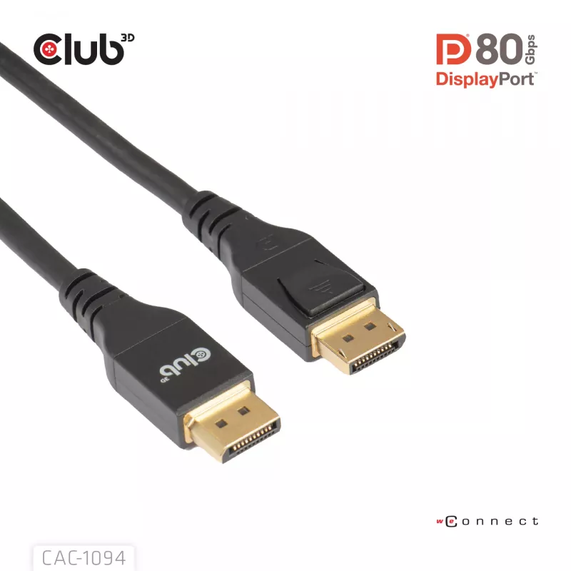Club 3D CAC-1094 DisplayPort 2.1 VESA DP80 zertifiziertes Kabel 8K 240 Hz, 2 m (6,56 ft), Schwarz