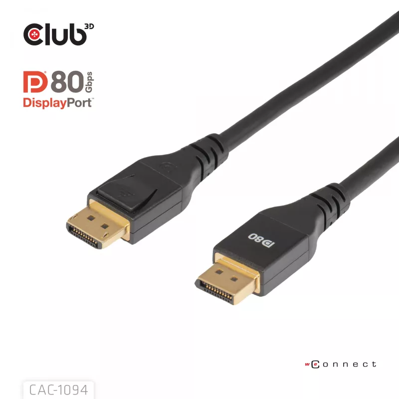 Club 3D CAC-1094 DisplayPort 2.1 VESA DP80 zertifiziertes Kabel 8K 240 Hz, 2 m (6,56 ft), Schwarz