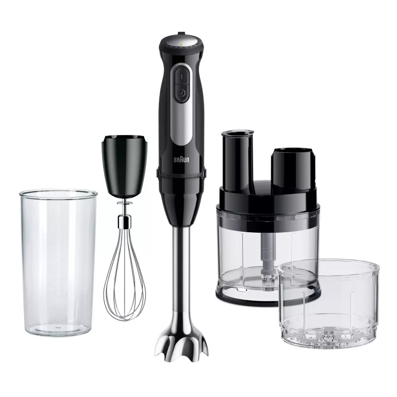 Braun MultiQuick 5 Pro MQ55755M Stabmixer 1000 W, 25+1 Geschwindigkeiten, Metallfuß, Messbecher, Schneebesen, Schwarz