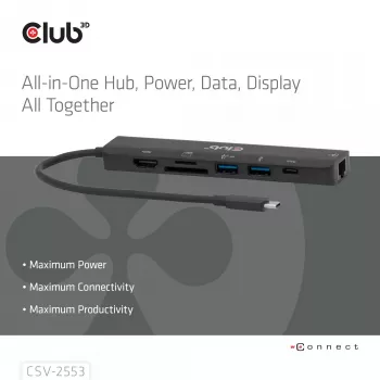 CLUB3D CSV-2553 Schnittstellen-Hub USB Type-C 5000 Mbit/s Schwarz