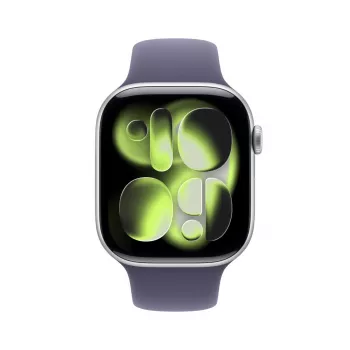 APPLE Watch Series 11 GPS 46mm silbernes Aluminiumgehäuse mit lila Nebel Sportarmband S/M