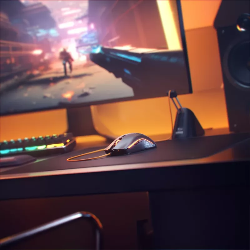 Glorious Gaming Glorious Model O Maus Regular (Schwarz), Rechtshändig, Optisch, USB Typ-A, 12000 DPI, Schwarz