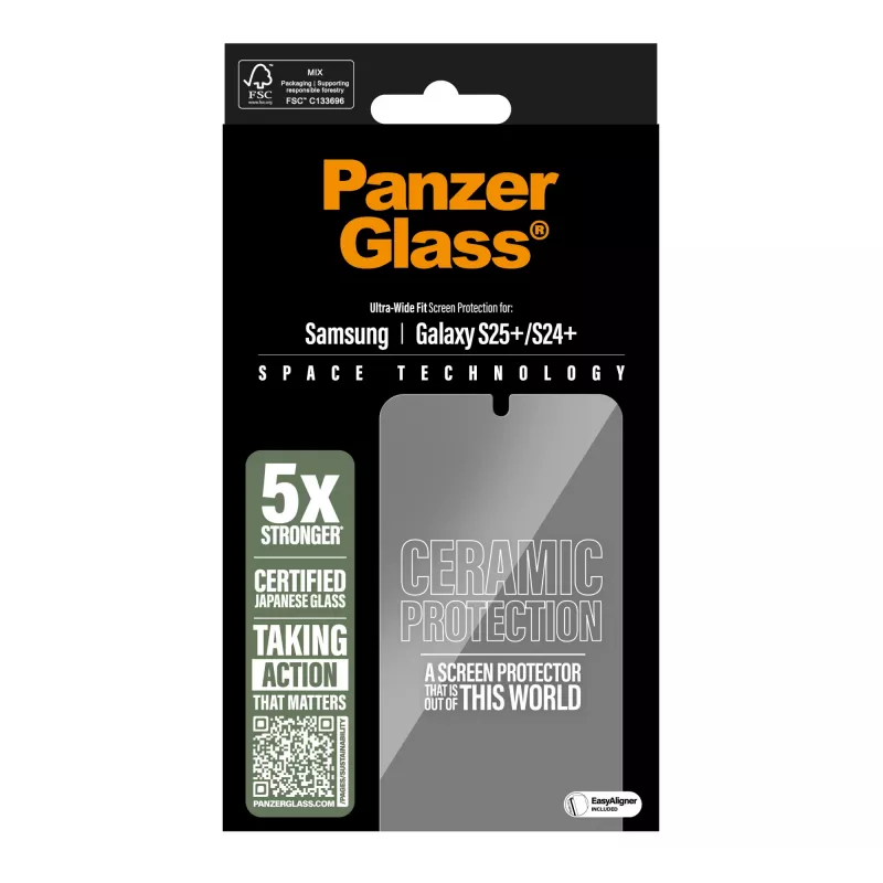 PanzerGlass ® Keramik-Displayschutz für Samsung Galaxy S25+ | S24+ | Ultra-Wide Fit mit EasyAligner