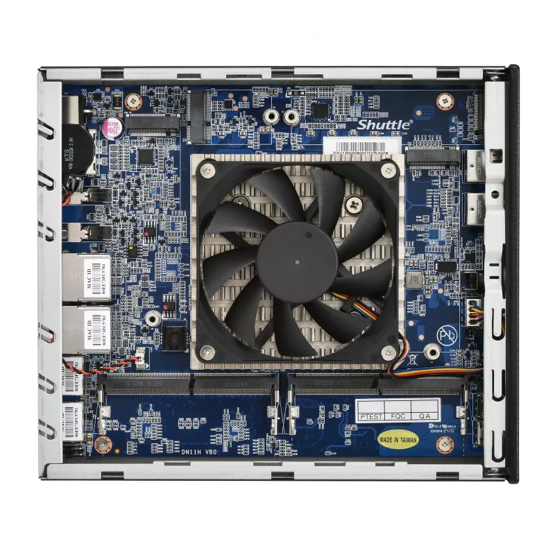 Shuttle Slim AI PC DN11H7 Intel Core Ultra 7 155H, Intel Arc Grafik, 2xHDMI, 2x DP, 4x 2.5 Gbit LAN, VESA, 24/7 Dauerbetrieb