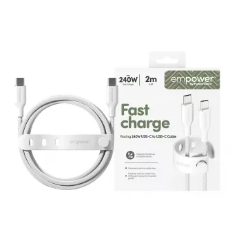PanzerGlass empower™ by ® Racing 240W USB-C-auf-USB-C-Kabel | USB 2.0 | 2 m | Silberweiß