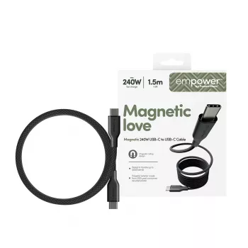 PanzerGlass empower™ by ® Magnetic 240W USB-C to USB-C Kabel | USB 2.0 | 1,5 m | Space Black