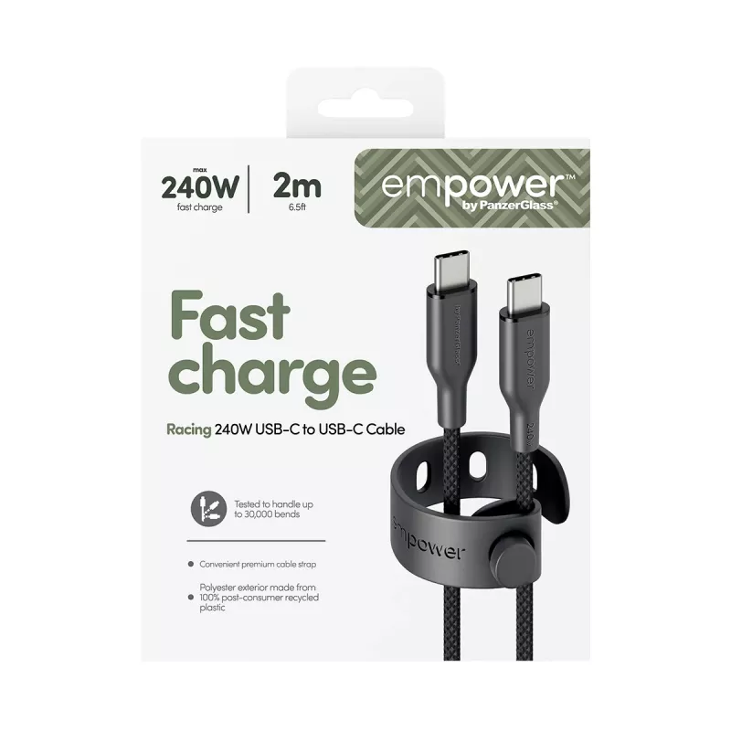 PanzerGlass empower™ by ® Racing 240W USB-C-auf-USB-C-Kabel | USB 2.0 | 2M | Space Black
