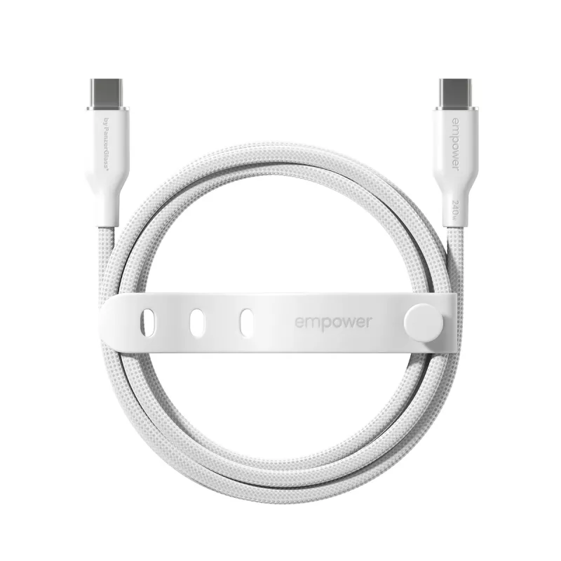 PanzerGlass empower™ by ® Racing 240W USB-C-auf-USB-C-Kabel | USB 2.0 | 1,2 m | Silberweiß